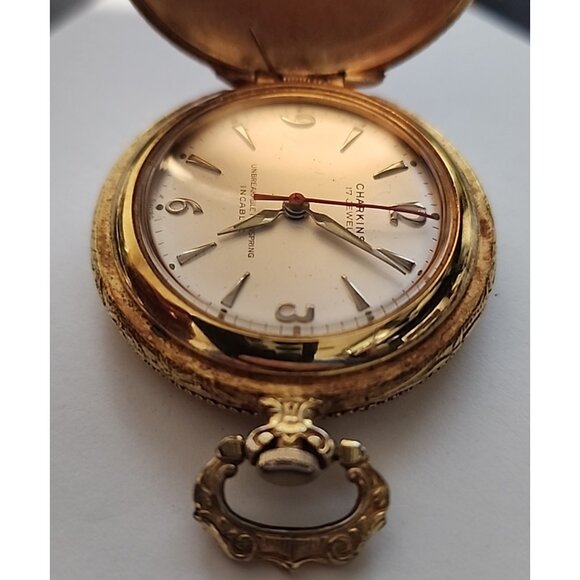 CHARKINS + PANTO + VILLEREUSE Vintage Pocket Watch 17 jewels incabloc swiss co main image 7